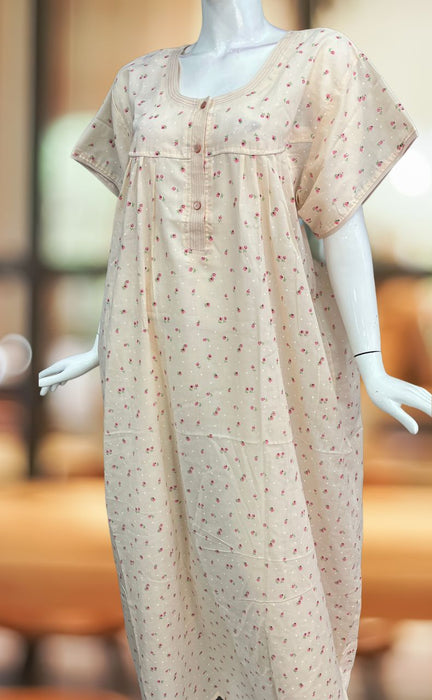 Peach Floral Boutique Pastel Nighty. Pure Durable Cotton | Laces and Frills - Laces and Frills