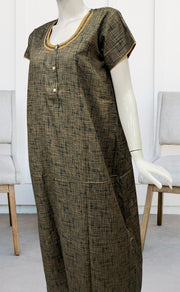 Bottle Green Stripes Soft Free Size Nighty . Soft Breathable Fabric | Laces and Frills - Laces and Frills