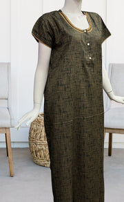 Bottle Green Stripes Soft Free Size Nighty . Soft Breathable Fabric | Laces and Frills - Laces and Frills