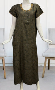 Bottle Green Stripes Soft Free Size Nighty . Soft Breathable Fabric | Laces and Frills - Laces and Frills