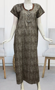 Brown Abstract Soft Free Size Nighty . Soft Breathable Fabric | Laces and Frills - Laces and Frills