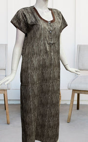 Brown Abstract Soft Free Size Nighty . Soft Breathable Fabric | Laces and Frills - Laces and Frills