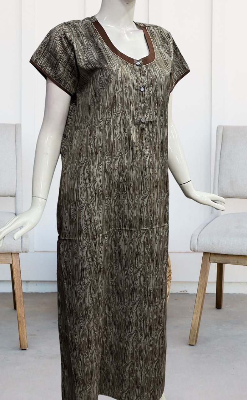 Brown Abstract Soft Free Size Nighty . Soft Breathable Fabric | Laces and Frills - Laces and Frills