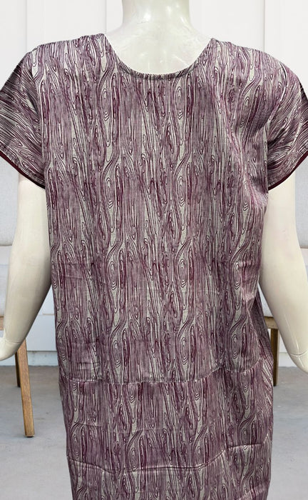 Maroon Abstract Soft Free Size Nighty . Soft Breathable Fabric | Laces and Frills - Laces and Frills