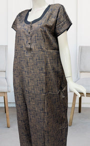 Navy Blue Stripes Soft Free Size Nighty . Soft Breathable Fabric | Laces and Frills - Laces and Frills