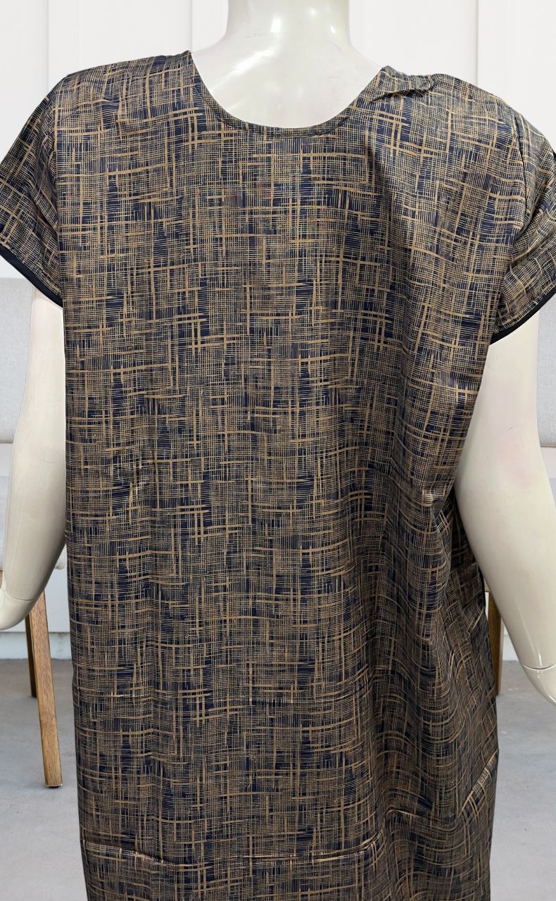 Navy Blue Stripes Soft Free Size Nighty . Soft Breathable Fabric | Laces and Frills - Laces and Frills