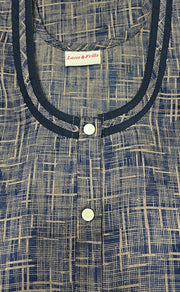 Navy Blue Stripes Soft Free Size Nighty . Soft Breathable Fabric | Laces and Frills - Laces and Frills