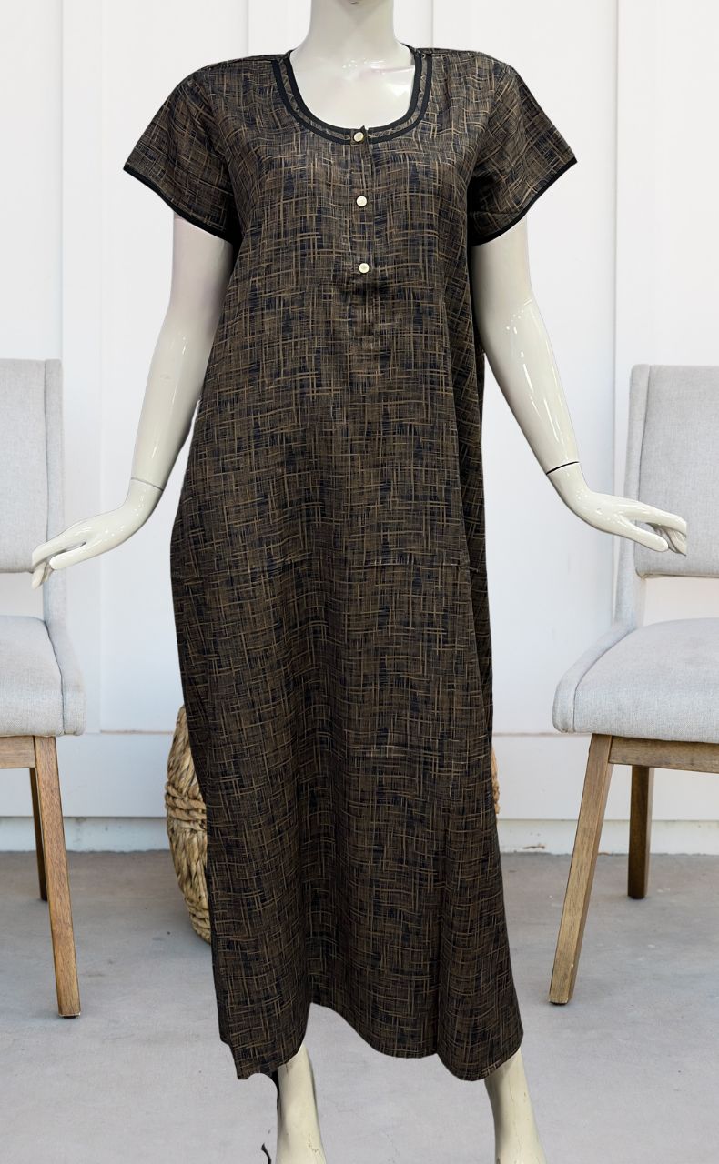 Navy Blue Stripes Soft Free Size Nighty . Soft Breathable Fabric | Laces and Frills - Laces and Frills