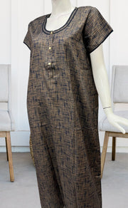 Navy Blue Stripes Soft Free Size Nighty . Soft Breathable Fabric | Laces and Frills - Laces and Frills