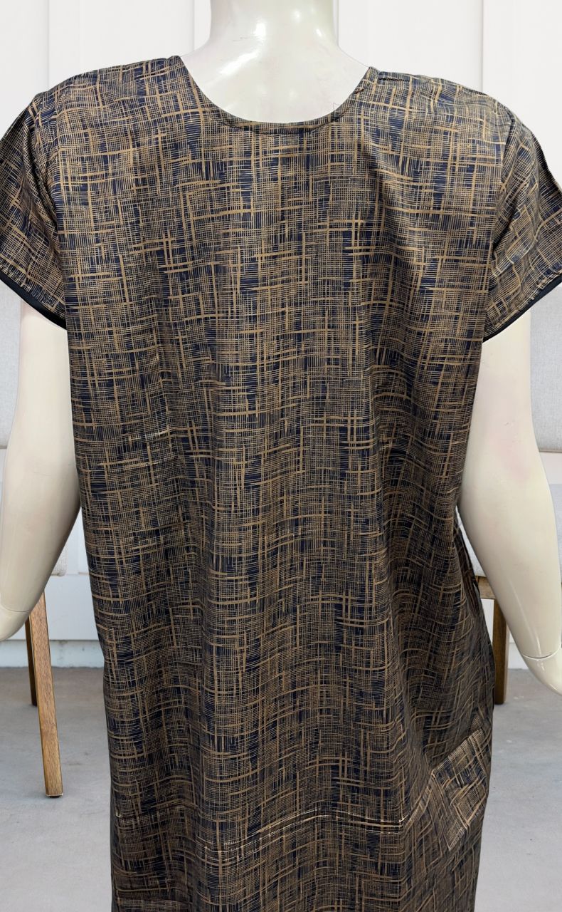 Navy Blue Stripes Soft Free Size Nighty . Soft Breathable Fabric | Laces and Frills - Laces and Frills