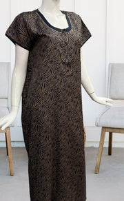 Navy Blue Zigzag Soft Free Size Nighty . Soft Breathable Fabric | Laces and Frills - Laces and Frills