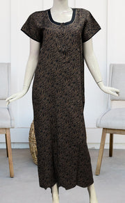 Navy Blue Zigzag Soft Free Size Nighty . Soft Breathable Fabric | Laces and Frills - Laces and Frills