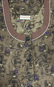 Brown Tiny Floral Soft Free Size Nighty . Soft Breathable Fabric | Laces and Frills - Laces and Frills