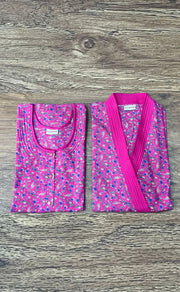 Pink Garden House Coat Set. Soft Breathable Fabric | Laces and Frills - Laces and Frills