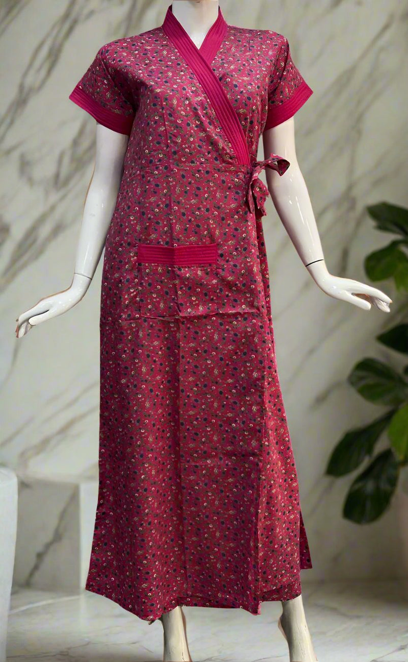 Pink Garden House Coat Set. Soft Breathable Fabric | Laces and Frills - Laces and Frills