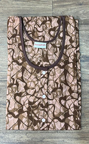 Brown/Peach Abstract House Coat Set. Soft Breathable Fabric | Laces and Frills - Laces and Frills