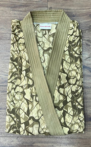 Cream/ Brown Abstract House Coat Set. Soft Breathable Fabric | Laces and Frills - Laces and Frills