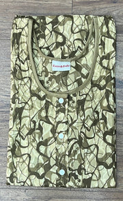 Cream/ Brown Abstract House Coat Set. Soft Breathable Fabric | Laces and Frills - Laces and Frills