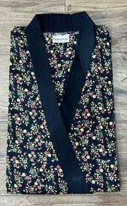 Black Garden House Coat Set. Soft Breathable Fabric | Laces and Frills - Laces and Frills