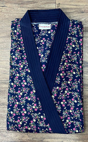 Navy Blue Garden House Coat Set. Soft Breathable Fabric | Laces and Frills - Laces and Frills