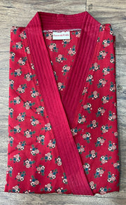 Red Floral House Coat Set. Soft Breathable Fabric | Laces and Frills - Laces and Frills