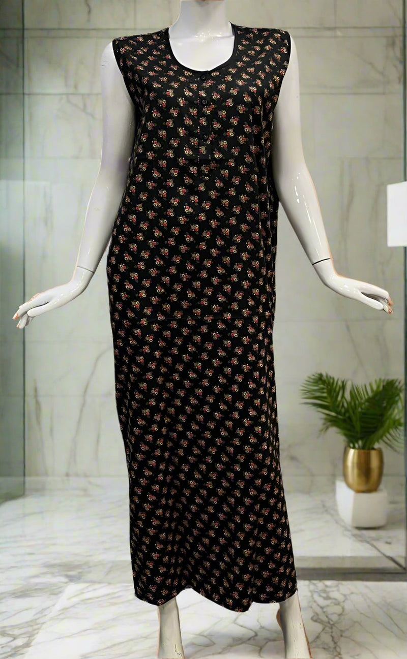 Black Floral House Coat Set. Soft Breathable Fabric | Laces and Frills - Laces and Frills