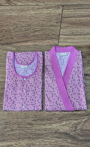 Pink Garden House Coat Set. Soft Breathable Fabric | Laces and Frills - Laces and Frills