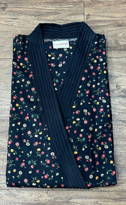 Black Flora House Coat Set. Soft Breathable Fabric | Laces and Frills - Laces and Frills