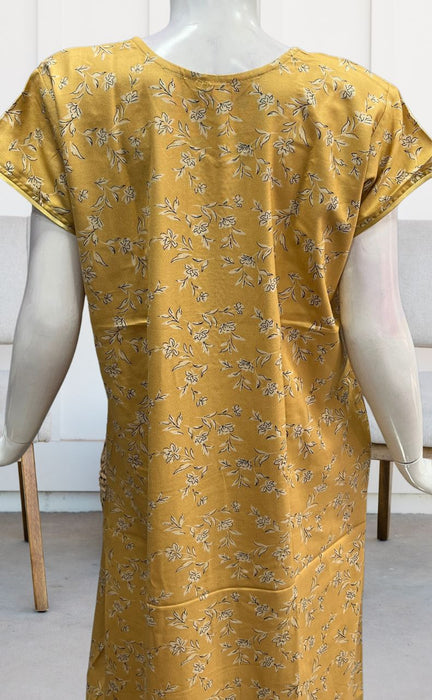 Yellow Floral Spun Nighty. Pure Durable Cotton | Laces and Frills - Laces and Frills
