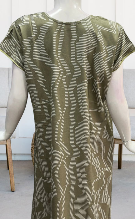 Beige Abstract Spun Nighty. Pure Durable Cotton | Laces and Frills - Laces and Frills