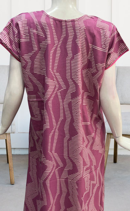 Pink Abstract Spun Nighty. Pure Durable Cotton | Laces and Frills - Laces and Frills