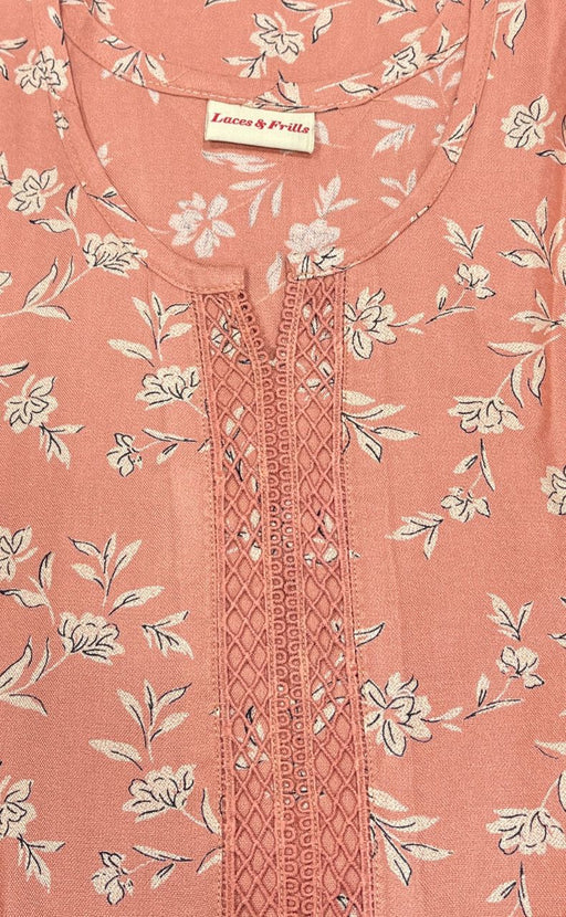 Peach Floral Spun Nighty. Pure Durable Cotton | Laces and Frills - Laces and Frills