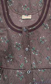 Brown Floral Spun Nighty. Flowy Spun Fabric | Laces and Frills - Laces and Frills