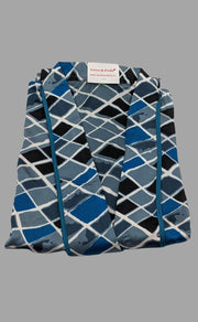 Sky Blue Satin House Coat Set - Laces and Frills