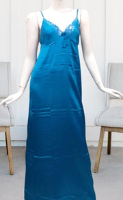 Sky Blue Satin House Coat Set. Soft Silky Satin | Laces and Frills - Laces and Frills