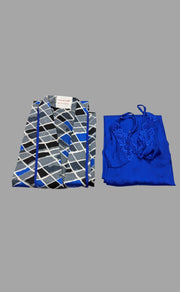 Ink Blue Satin House Coat Set - Laces and Frills