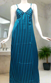 Black/Blue Polka Dot Satin House Coat Set .. Soft Silky Satin | Laces and Frills - Laces and Frills