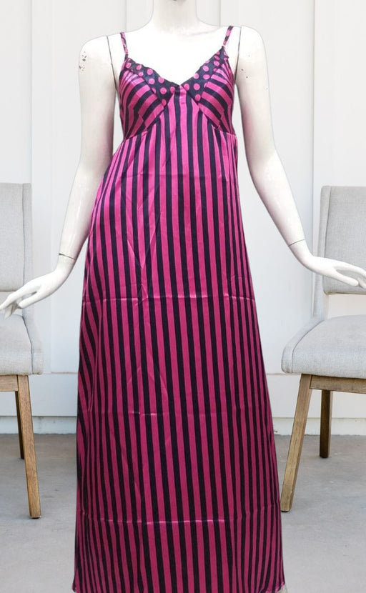 Black/Pink Polka Dot Satin House Coat Set . Soft Silky Satin | Laces and Frills - Laces and Frills