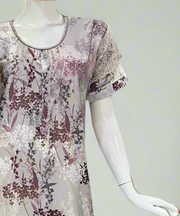 Grey/Pink Garden Satin Nighty. Soft Silky Satin | Laces and Frills - Laces and Frills