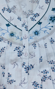 Sky Blue Floral Pure Cotton. Pure Durable Cotton | Laces and Frills - Laces and Frills