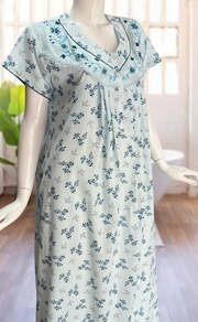 Sky Blue Floral Pure Cotton. Pure Durable Cotton | Laces and Frills - Laces and Frills