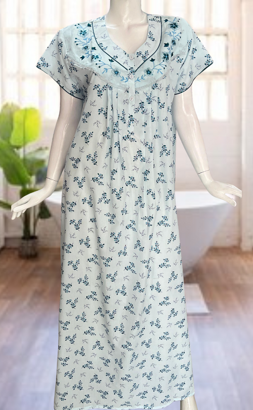 Sky Blue Floral Pure Cotton. Pure Durable Cotton | Laces and Frills - Laces and Frills