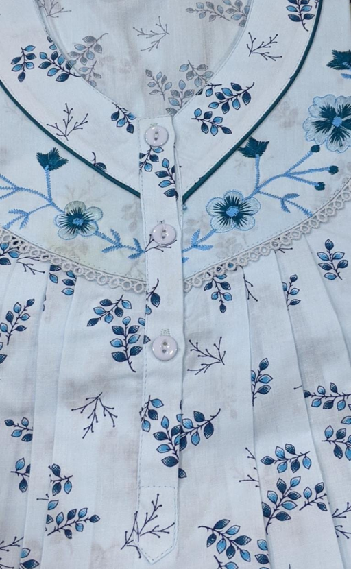Sky Blue Floral Pure Cotton. Pure Durable Cotton | Laces and Frills - Laces and Frills