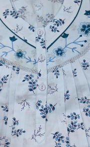 Sky Blue Floral Pure Cotton Sleeveless . Pure Durable Cotton | Laces and Frills - Laces and Frills