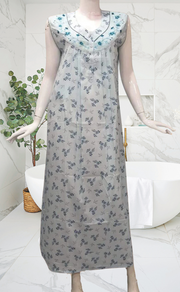 Sky Blue Floral Pure Cotton Sleeveless . Pure Durable Cotton | Laces and Frills - Laces and Frills