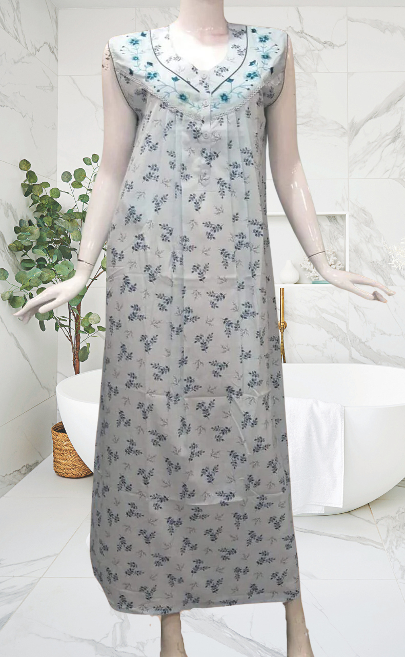 Sky Blue Floral Pure Cotton Sleeveless . Pure Durable Cotton | Laces and Frills - Laces and Frills