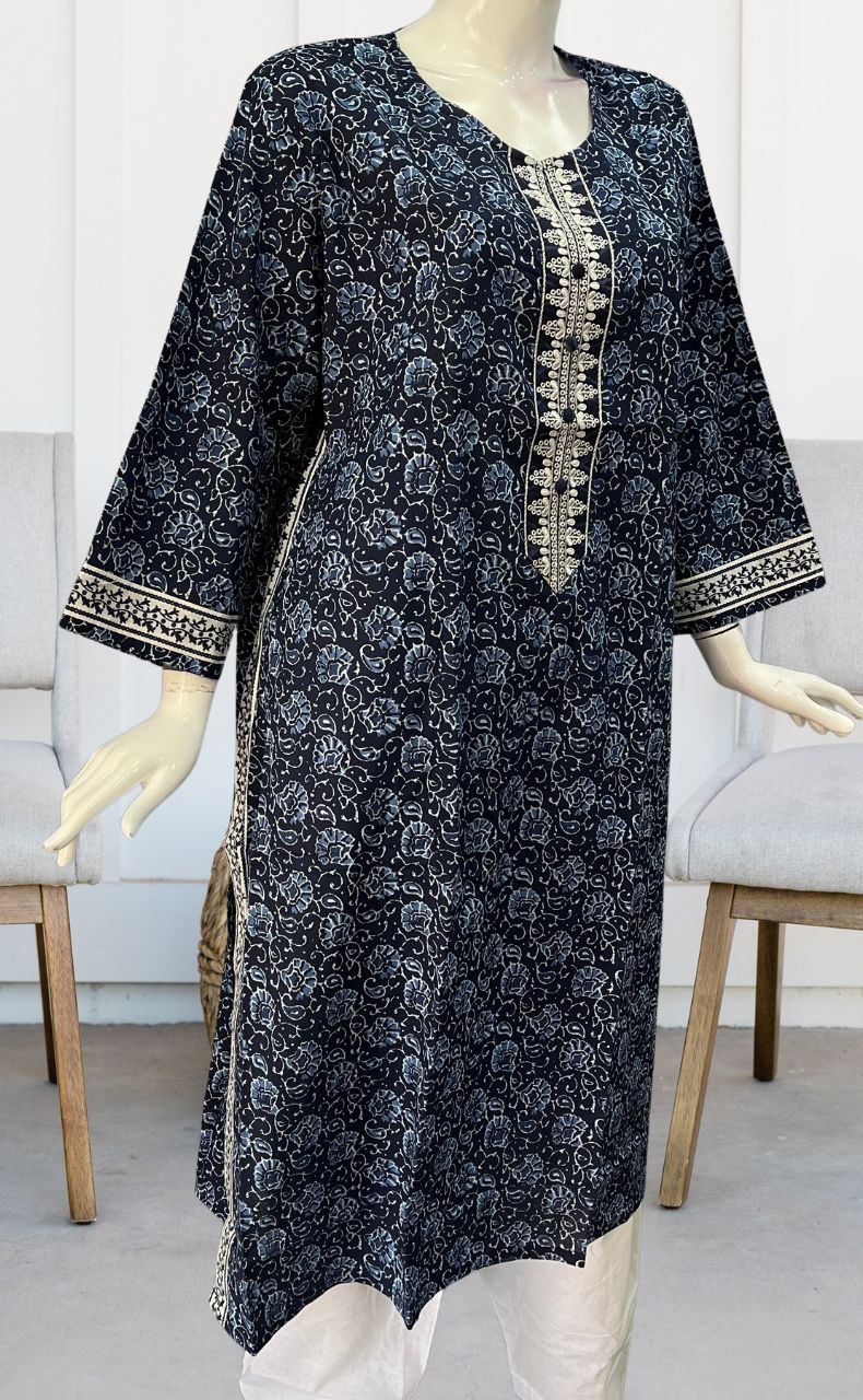 Blue Garden Jaipuri Cotton Kurti. Pure Versatile Cotton. | Laces and Frills - Laces and Frills