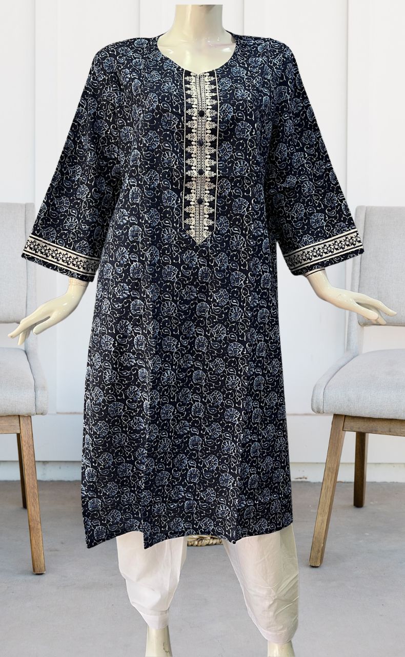 Blue Garden Jaipuri Cotton Kurti. Pure Versatile Cotton. | Laces and Frills - Laces and Frills