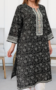 Black Bandini Jaipuri Cotton Kurti. Pure Versatile Cotton. | Laces and Frills - Laces and Frills