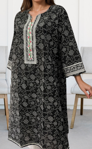 Black Bandini Jaipuri Cotton Kurti. Pure Versatile Cotton. | Laces and Frills - Laces and Frills
